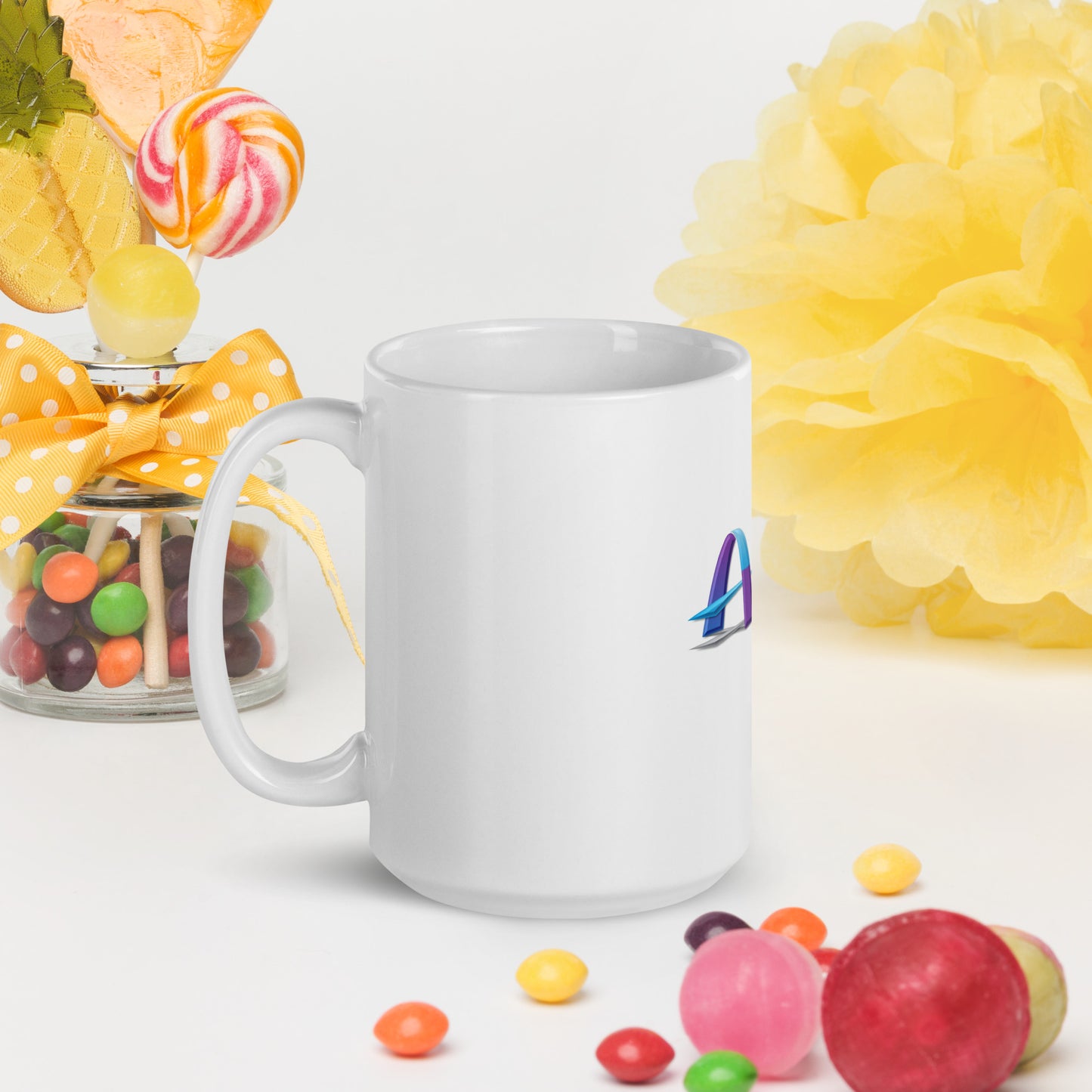White glossy mug